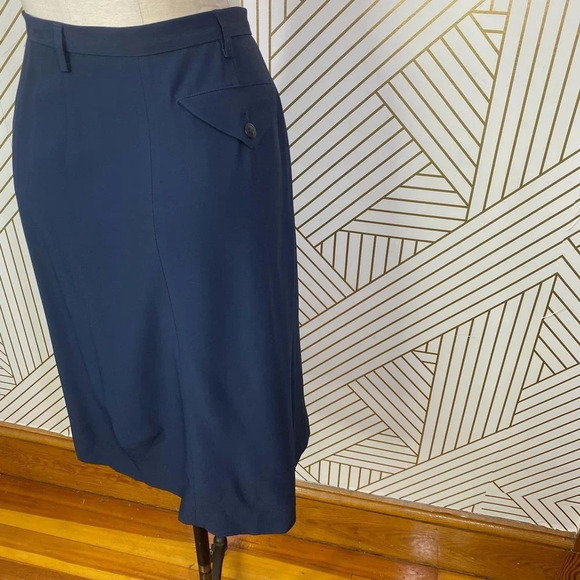 Peserico Wrap Pencil Skirt in Navy‎ Blue - Picture 8 of 12